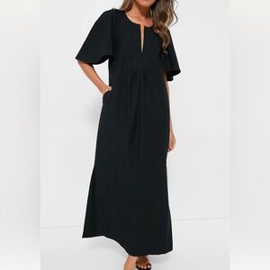 POMANDER PLACE Black Finley Flutter Sleeve Maxi Dress Size S NWT